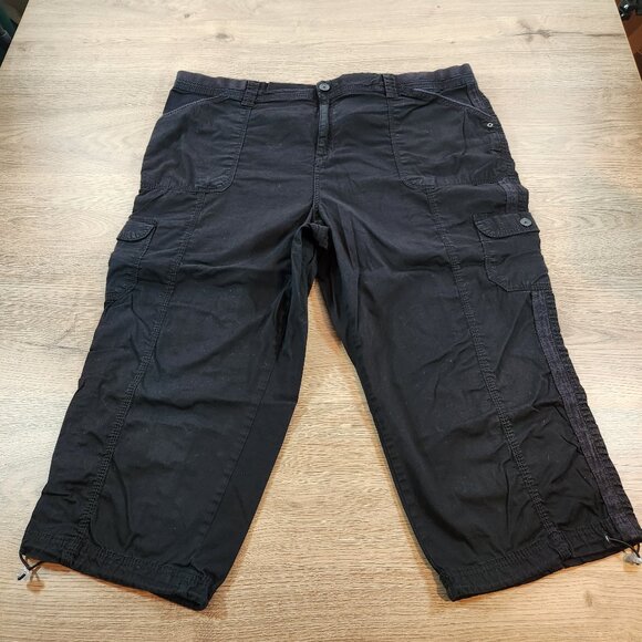 Style & Co. Pants - Style & Co Women 22W Black Cargo Capri Pants Bungee Hem Stretch Plus Size